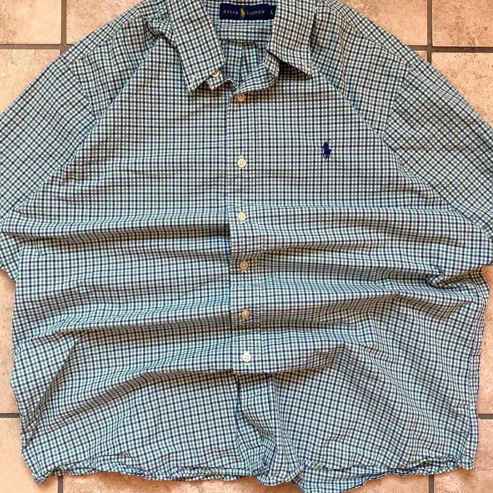 Ralph Lauren Green Short Sleeve Button Up Shirt - Size L